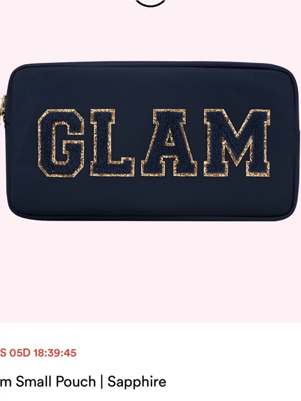 Stoney Clover Lane Sapphire GLAM Pouch with Gold Glitter Trim